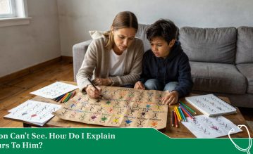 my son can't see. how do i explain colours to him
